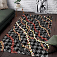 Hawaii Palaka Niihau Shell Lei Area Rug Tropical Island Plaid Patterns DT05 Black - Polynesian Pride