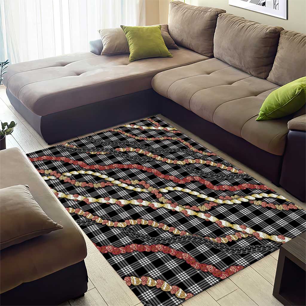 Hawaii Palaka Niihau Shell Lei Area Rug Tropical Island Plaid Patterns DT05 - Polynesian Pride
