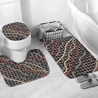 Hawaii Palaka Niihau Shell Lei Bathroom Set Tropical Island Plaid Patterns DT05 Mat Set Only (3 pcs) One Size Black - Polynesian Pride