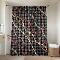 Hawaii Palaka Niihau Shell Lei Bathroom Set Tropical Island Plaid Patterns DT05 Shower Curtain Only Black - Polynesian Pride