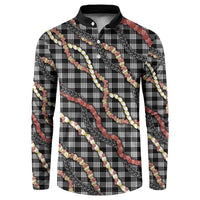 Hawaii Palaka Niihau Shell Lei Button Sweatshirt Tropical Island Plaid Patterns DT05 Black - Polynesian Pride