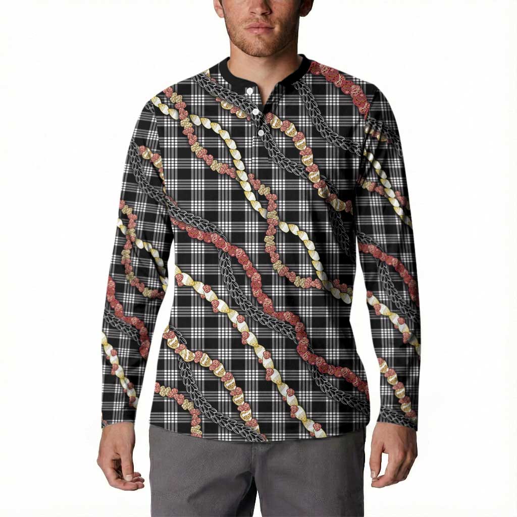 Hawaii Palaka Niihau Shell Lei Button Sweatshirt Tropical Island Plaid Patterns DT05 - Polynesian Pride