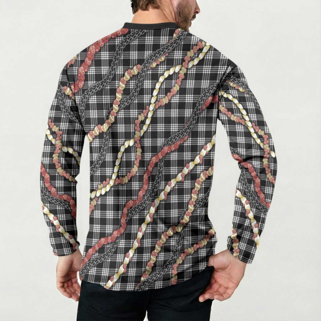 Hawaii Palaka Niihau Shell Lei Button Sweatshirt Tropical Island Plaid Patterns DT05 - Polynesian Pride