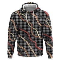 Hawaii Palaka Niihau Shell Lei Hoodie Tropical Island Plaid Patterns DT05 Pullover Hoodie Black - Polynesian Pride
