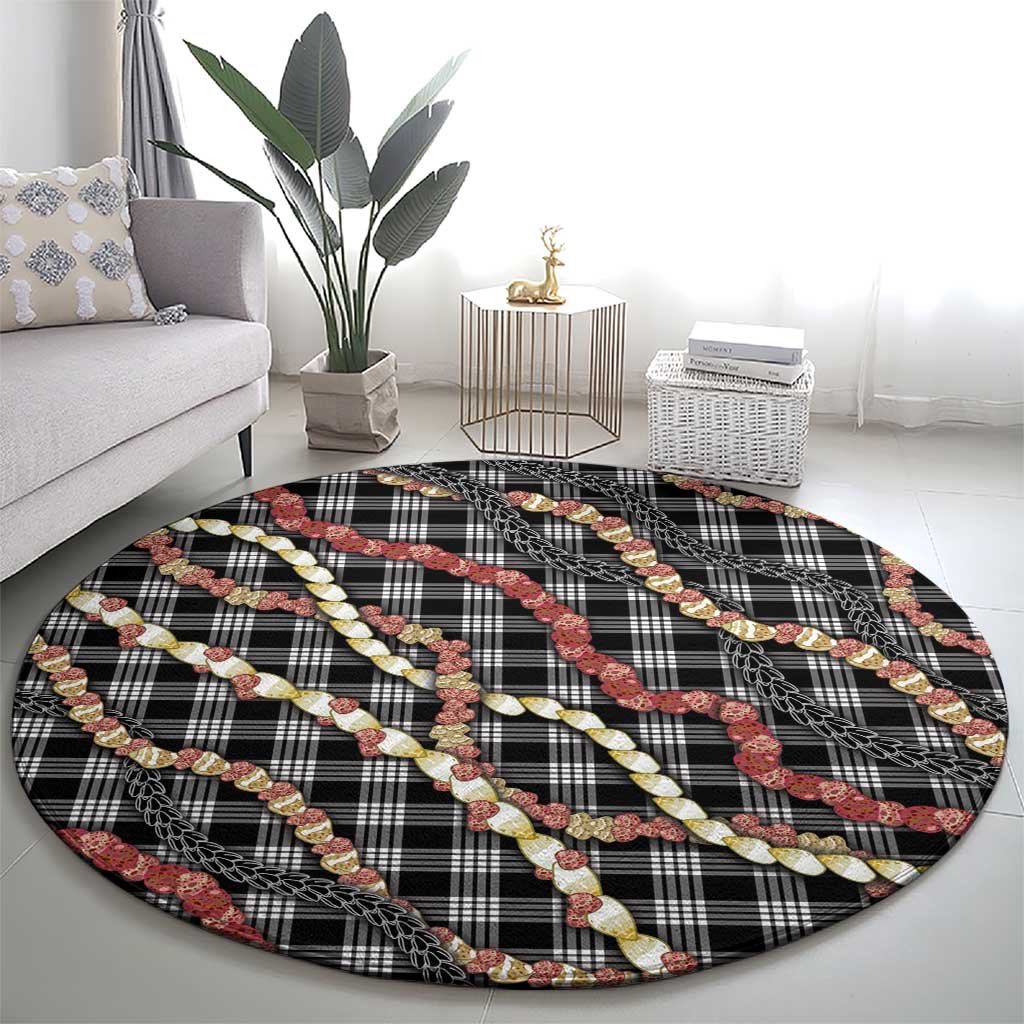 Hawaii Palaka Niihau Shell Lei Round Carpet Tropical Island Plaid Patterns DT05 - Polynesian Pride