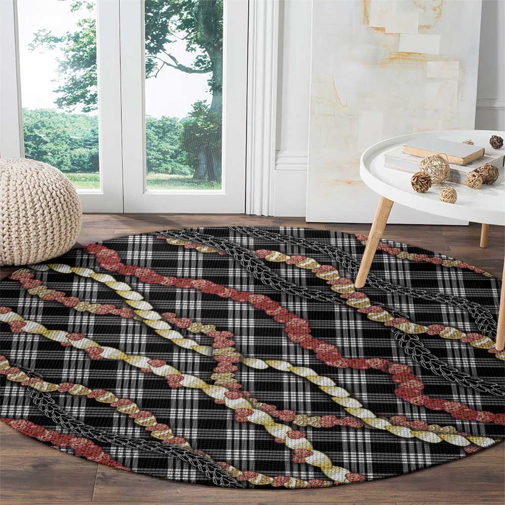 Hawaii Palaka Niihau Shell Lei Round Carpet Tropical Island Plaid Patterns DT05 - Polynesian Pride