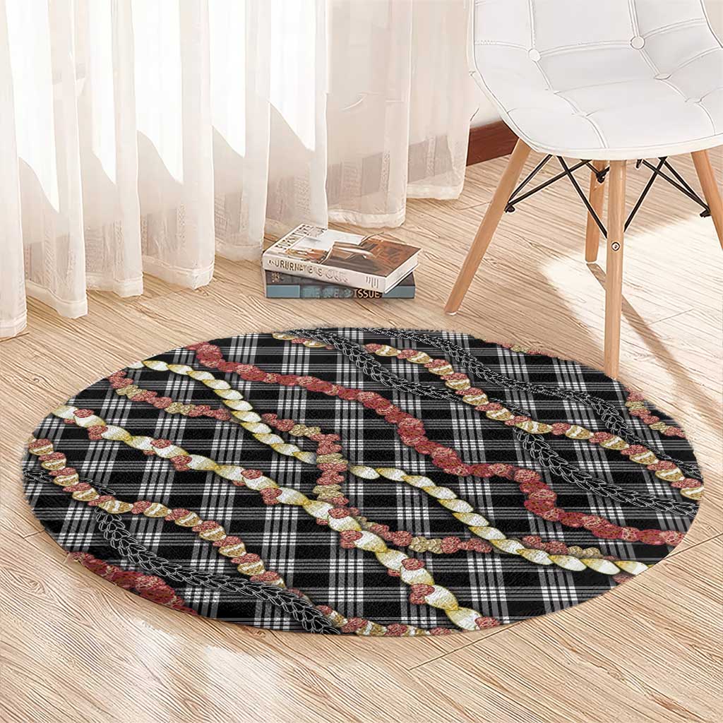 Hawaii Palaka Niihau Shell Lei Round Carpet Tropical Island Plaid Patterns DT05 - Polynesian Pride