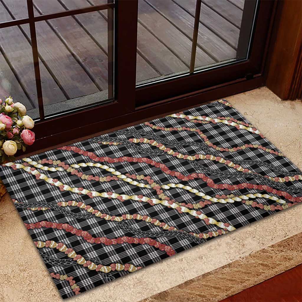 Hawaii Palaka Niihau Shell Lei Rubber Doormat Tropical Island Plaid Patterns DT05 - Polynesian Pride