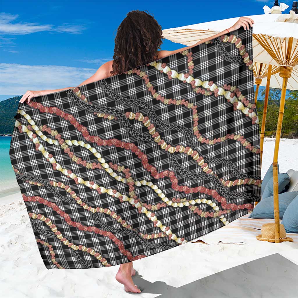Hawaii Palaka Niihau Shell Lei Sarong Tropical Island Plaid Patterns DT05 One Size 44 x 66 inches Black - Polynesian Pride