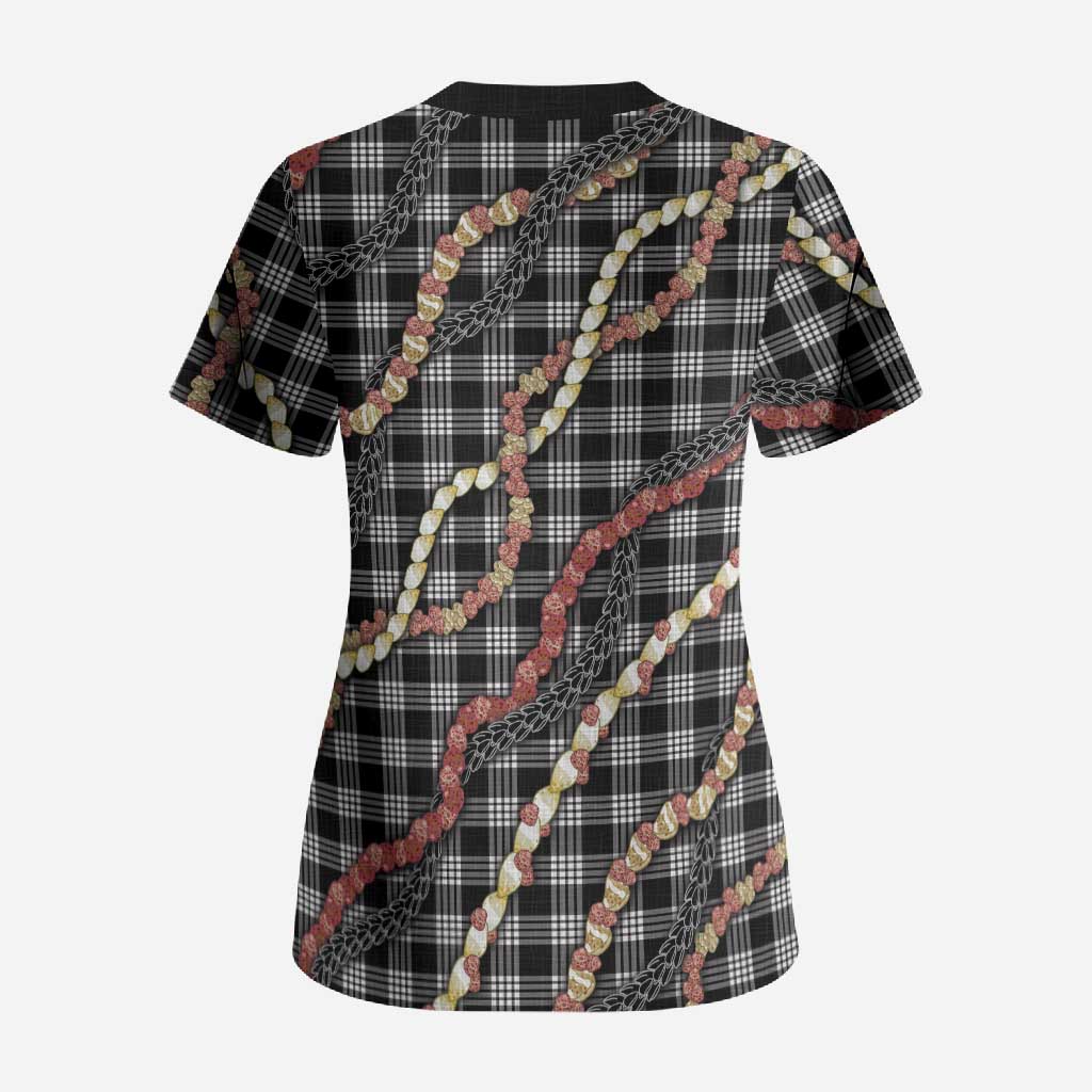 Hawaii Palaka Niihau Shell Lei Scrub Top Tropical Island Plaid Patterns DT05 - Polynesian Pride