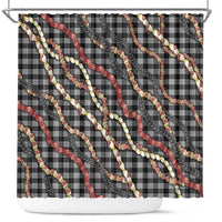 Hawaii Palaka Niihau Shell Lei Shower Curtain Tropical Island Plaid Patterns DT05 Black - Polynesian Pride
