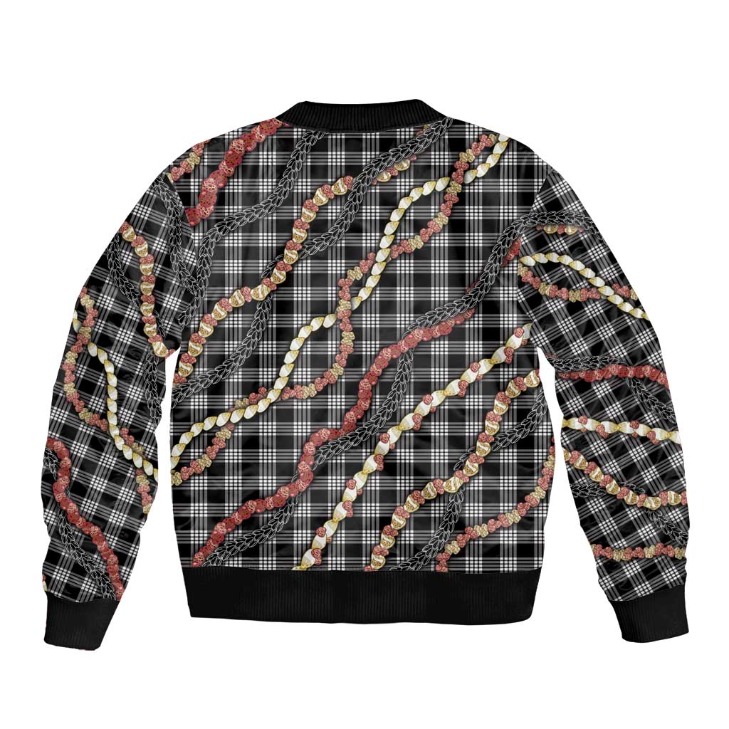 Hawaii Palaka Niihau Shell Lei Sleeve Zip Bomber Jacket Tropical Island Plaid Patterns DT05 - Polynesian Pride