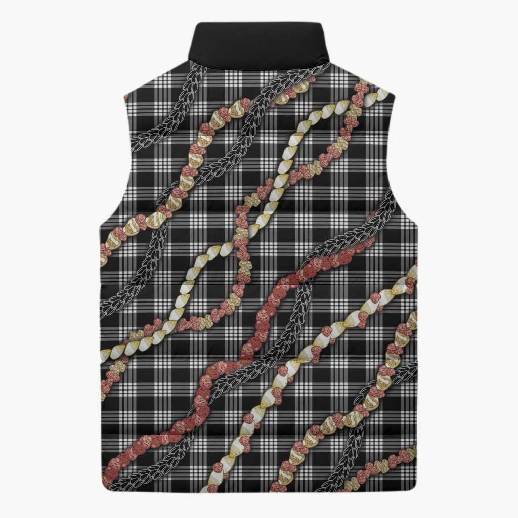 Hawaii Palaka Niihau Shell Lei Sleeveless Puffer Jacket Tropical Island Plaid Patterns DT05 - Polynesian Pride