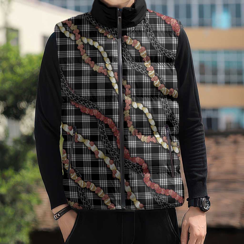 Hawaii Palaka Niihau Shell Lei Sleeveless Puffer Jacket Tropical Island Plaid Patterns DT05 - Polynesian Pride
