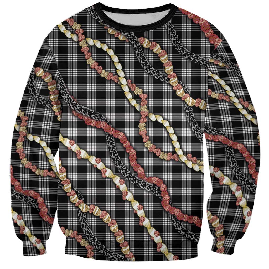Hawaii Palaka Niihau Shell Lei Sweatshirt Tropical Island Plaid Patterns DT05 Unisex Black - Polynesian Pride