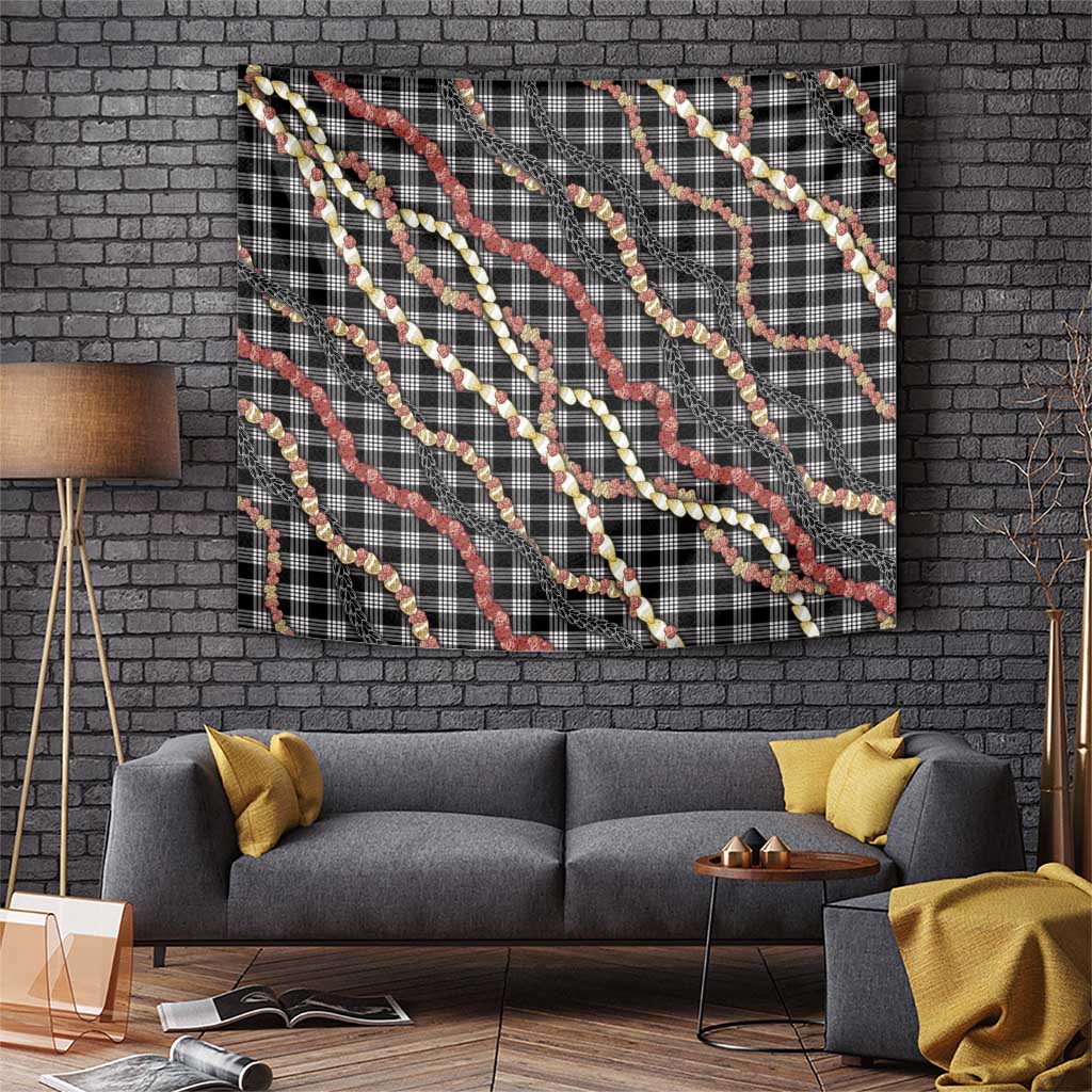 Hawaii Palaka Niihau Shell Lei Tapestry Tropical Island Plaid Patterns DT05 Black - Polynesian Pride