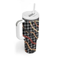 Hawaii Palaka Niihau Shell Lei Tumbler With Handle Tropical Island Plaid Patterns DT05 - Polynesian Pride