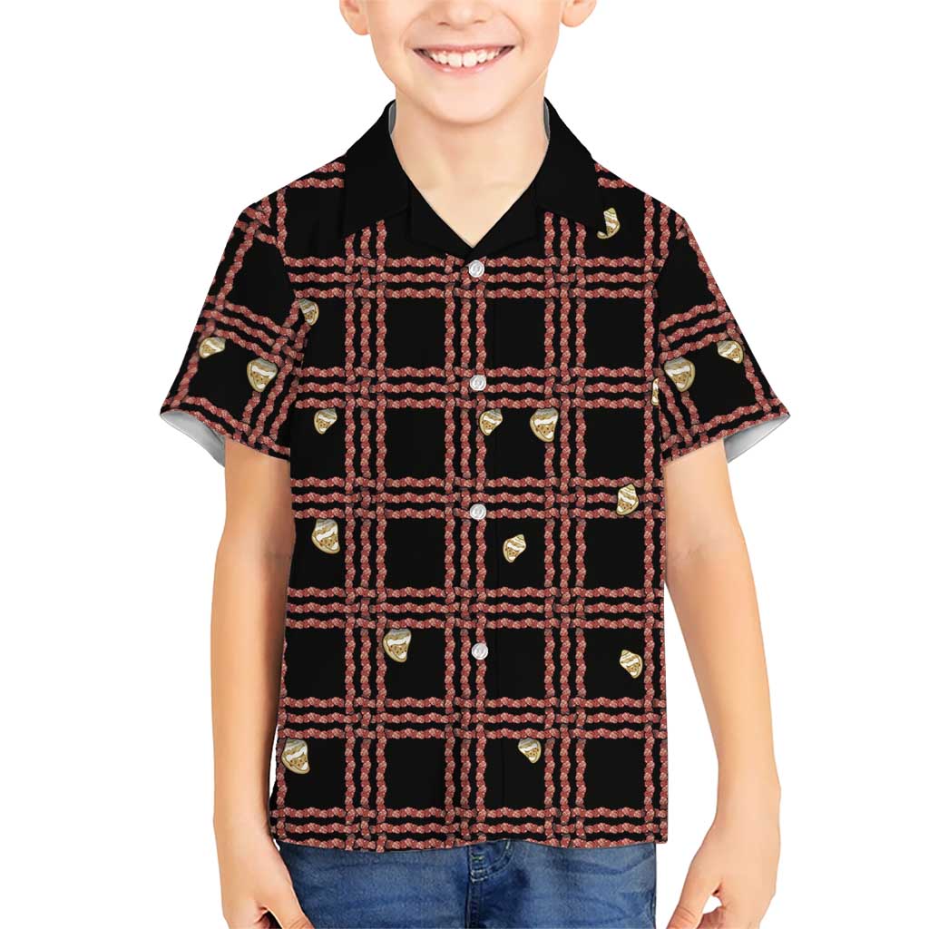 Hawaii Palaka Kahelelani Shell Lei Costume Kid Hawaiian Shirt Plaid Patterns DT05 Kid Black - Polynesian Pride