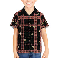 Hawaii Palaka Kahelelani Shell Lei Costume Kid Hawaiian Shirt Plaid Patterns DT05 Kid Black - Polynesian Pride