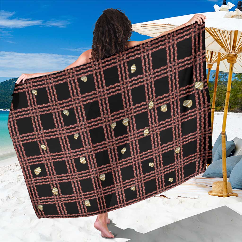 Hawaii Palaka Kahelelani Shell Lei Costume Sarong Plaid Patterns DT05 One Size 44 x 66 inches Black - Polynesian Pride