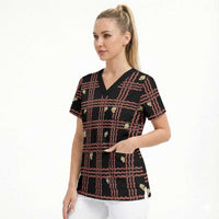 Hawaii Palaka Kahelelani Shell Lei Costume Scrub Top Plaid Patterns DT05 - Polynesian Pride