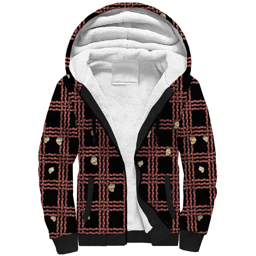 Hawaii Palaka Kahelelani Shell Lei Costume Sherpa Hoodie Plaid Patterns DT05 Unisex Black - Polynesian Pride