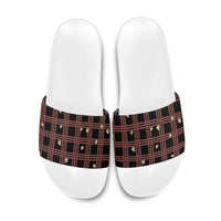 Hawaii Palaka Kahelelani Shell Lei Costume Slide Sandals Plaid Patterns DT05 Black - Polynesian Pride