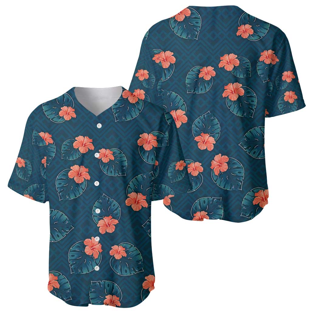 Hawaii Monstera Baseball Jersey Hibiscus Flowers Simple Style DT05 - Polynesian Pride