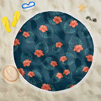 Hawaii Monstera Beach Blanket Hibiscus Flowers Simple Style DT05 One Size 150cm Dark Teal - Polynesian Pride