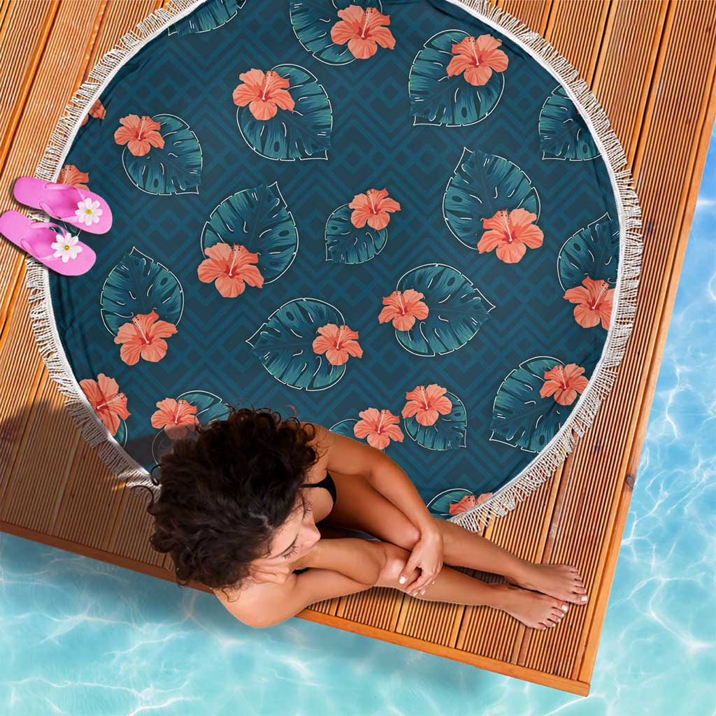 Hawaii Monstera Beach Blanket Hibiscus Flowers Simple Style DT05 - Polynesian Pride