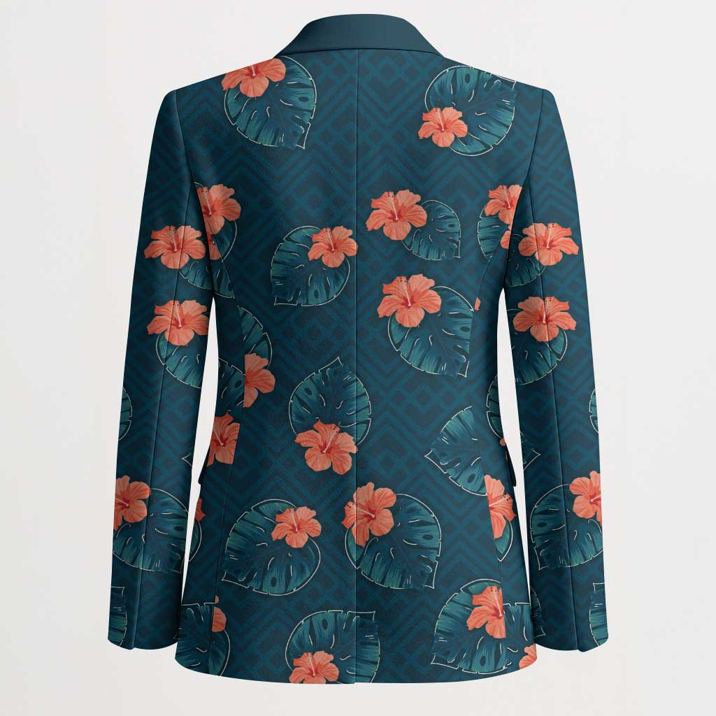 Hawaii Monstera Blazer Hibiscus Flowers Simple Style DT05 - Polynesian Pride