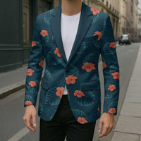 Hawaii Monstera Blazer Hibiscus Flowers Simple Style DT05 - Polynesian Pride