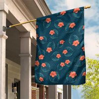 Hawaii Monstera Garden Flag Hibiscus Flowers Simple Style DT05 House Flag Dark Teal - Polynesian Pride