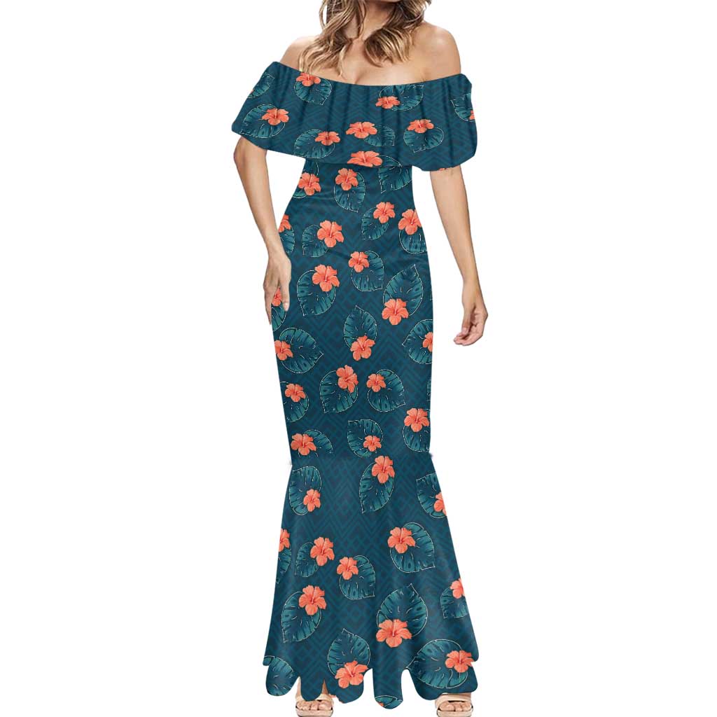 Hawaii Monstera Mermaid Dress Hibiscus Flowers Simple Style DT05 - Polynesian Pride