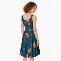 Hawaii Monstera Midi Dress Hibiscus Flowers Simple Style DT05 - Polynesian Pride