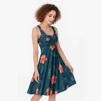 Hawaii Monstera Midi Dress Hibiscus Flowers Simple Style DT05 - Polynesian Pride