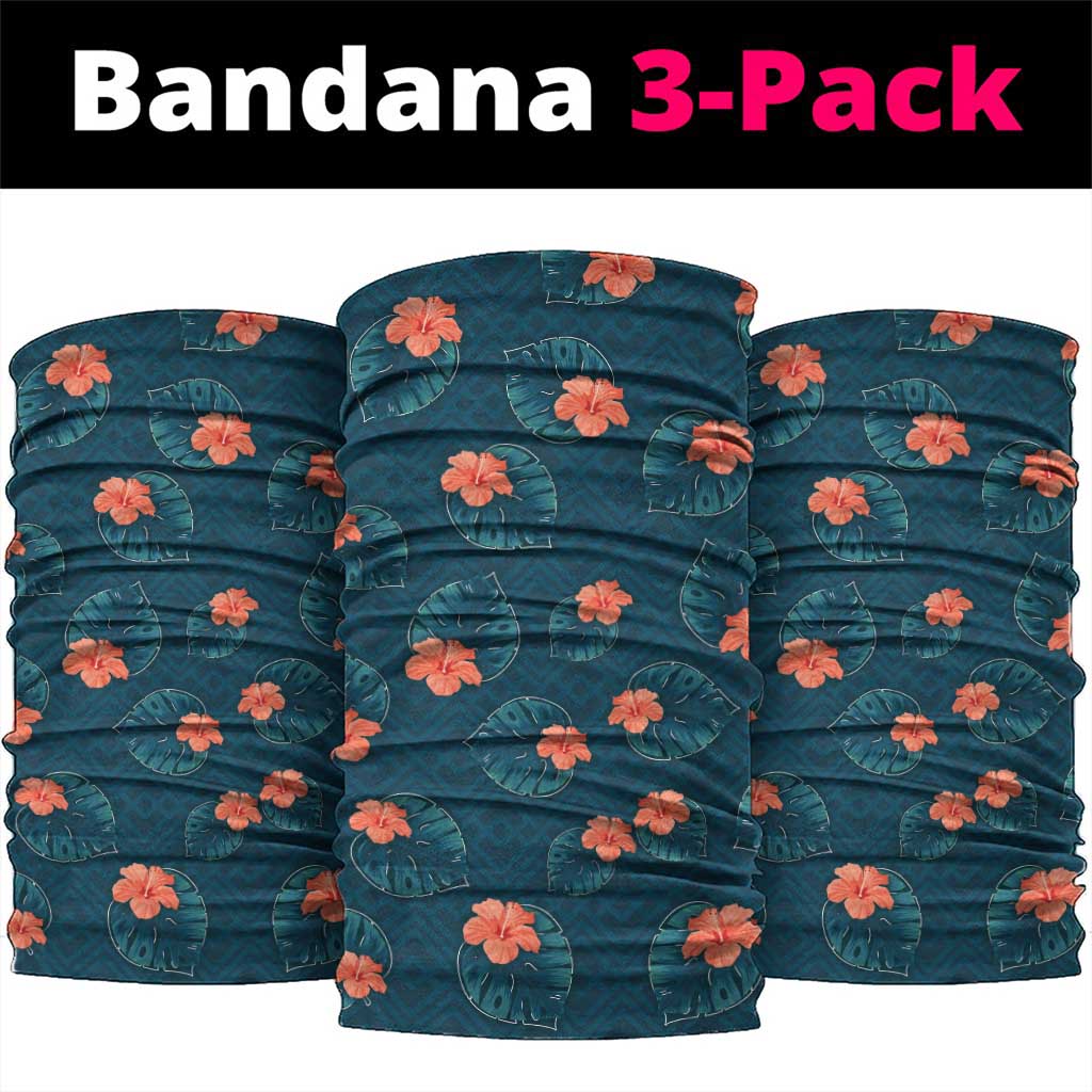 Hawaii Monstera Neck Gaiter Hibiscus Flowers Simple Style DT05 package One Size: 25*50cm Dark Teal - Polynesian Pride