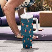 Hawaii Monstera Tumbler With Handle Hibiscus Flowers Simple Style DT05 - Polynesian Pride