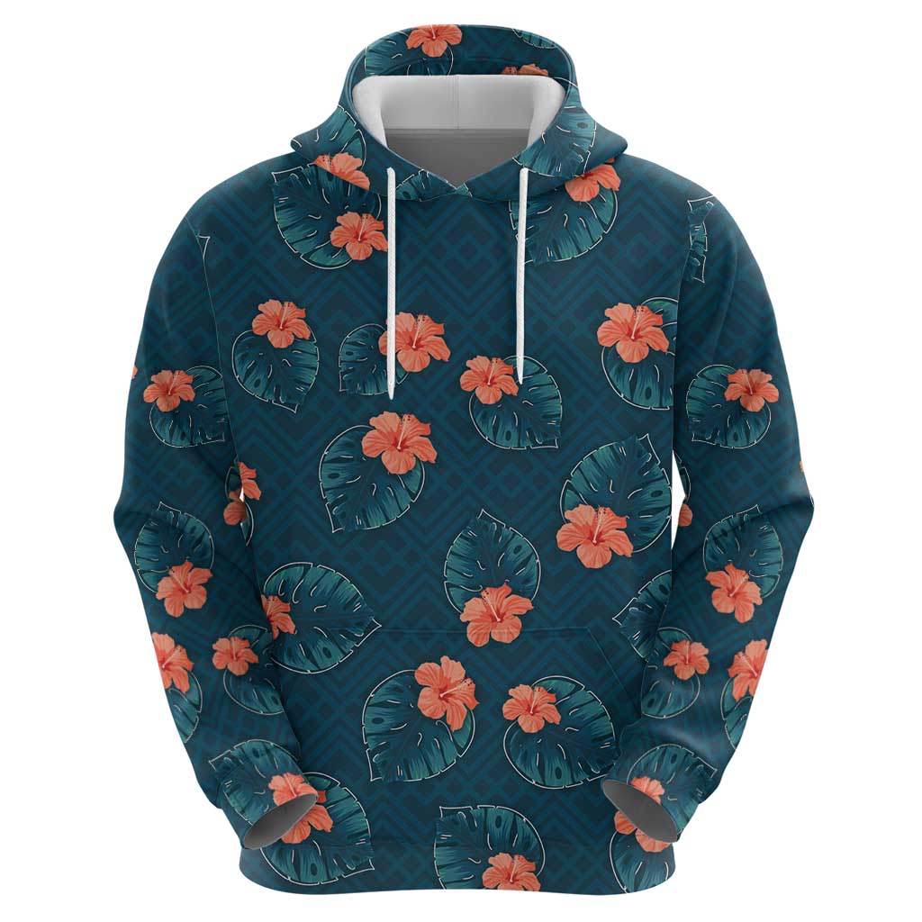 Hawaii Monstera Zip Hoodie Hibiscus Flowers Simple Style DT05 - Polynesian Pride