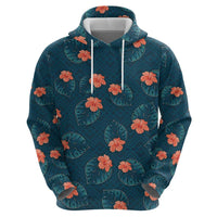 Hawaii Monstera Zip Hoodie Hibiscus Flowers Simple Style DT05 - Polynesian Pride