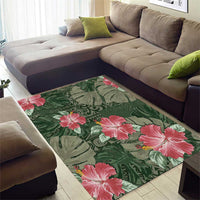 Hawaii Area Rug Green Polynesian Monstera Patterns DT05 - Polynesian Pride