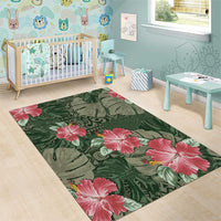 Hawaii Area Rug Green Polynesian Monstera Patterns DT05 - Polynesian Pride