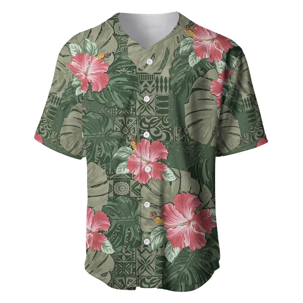 Hawaii Baseball Jersey Green Polynesian Monstera Patterns DT05 Green - Polynesian Pride