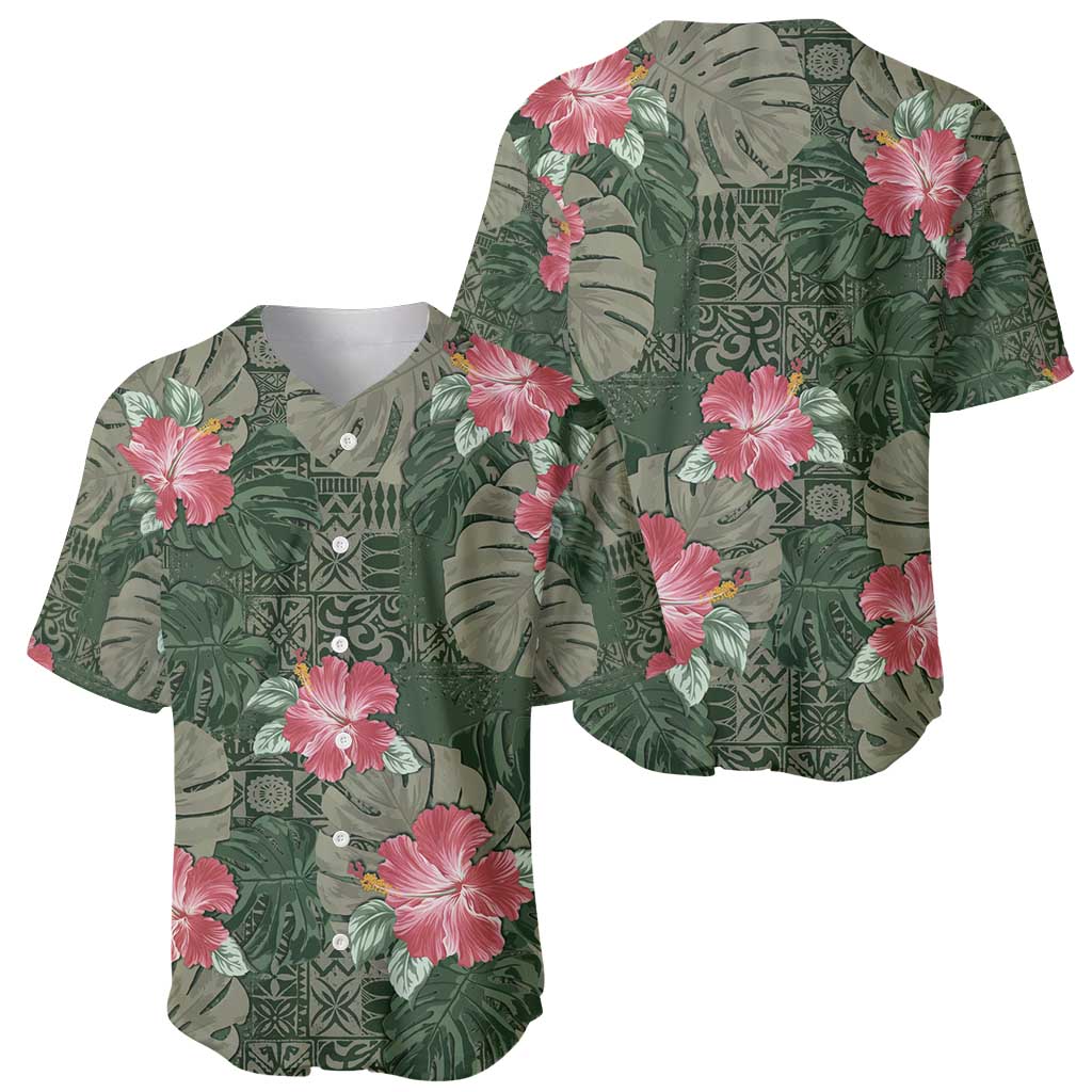 Hawaii Baseball Jersey Green Polynesian Monstera Patterns DT05 - Polynesian Pride