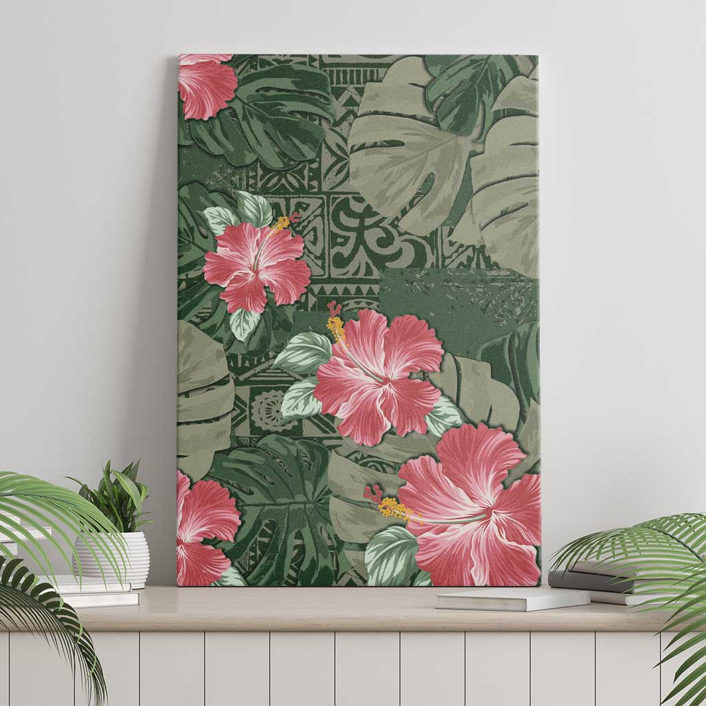 Hawaii Canvas Wall Art Green Polynesian Monstera Patterns DT05 - Polynesian Pride