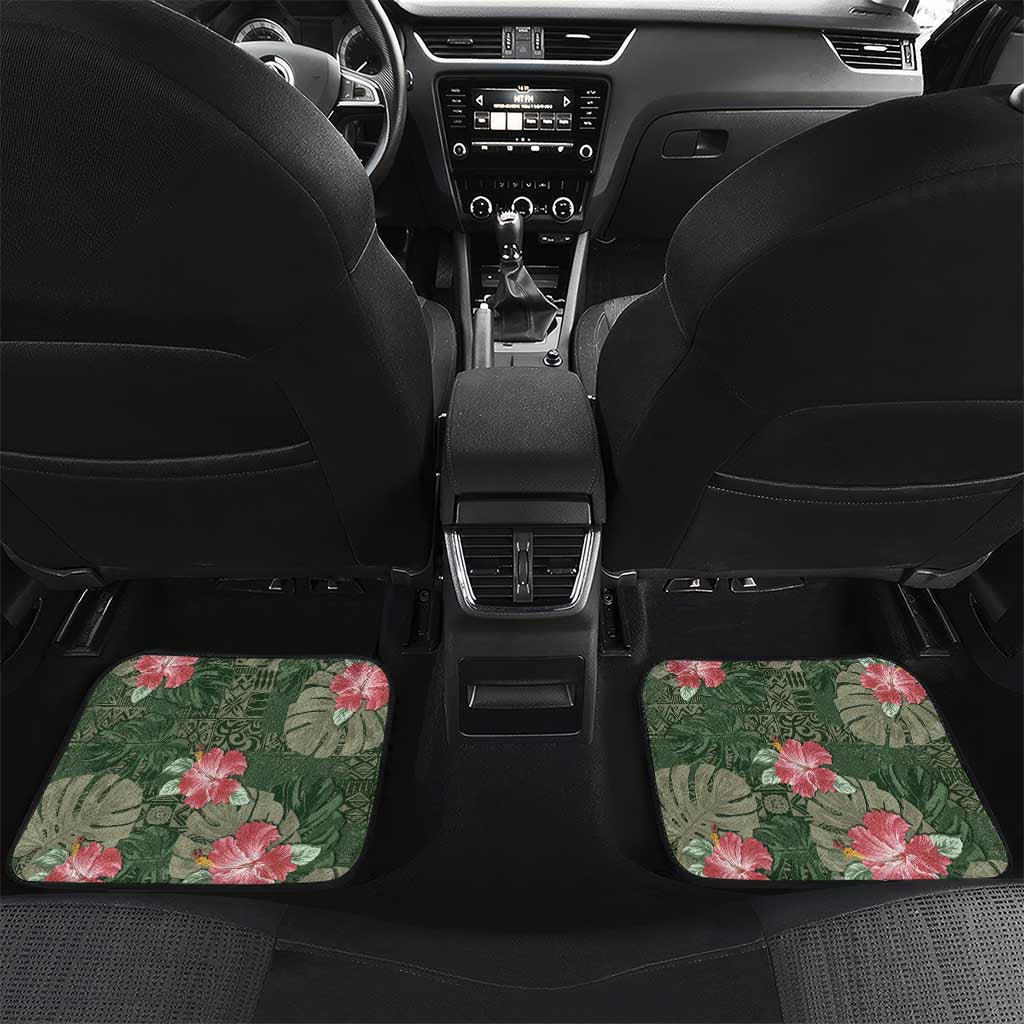 Hawaii Car Mats Green Polynesian Monstera Patterns DT05 Set 2pcs - Back Green - Polynesian Pride