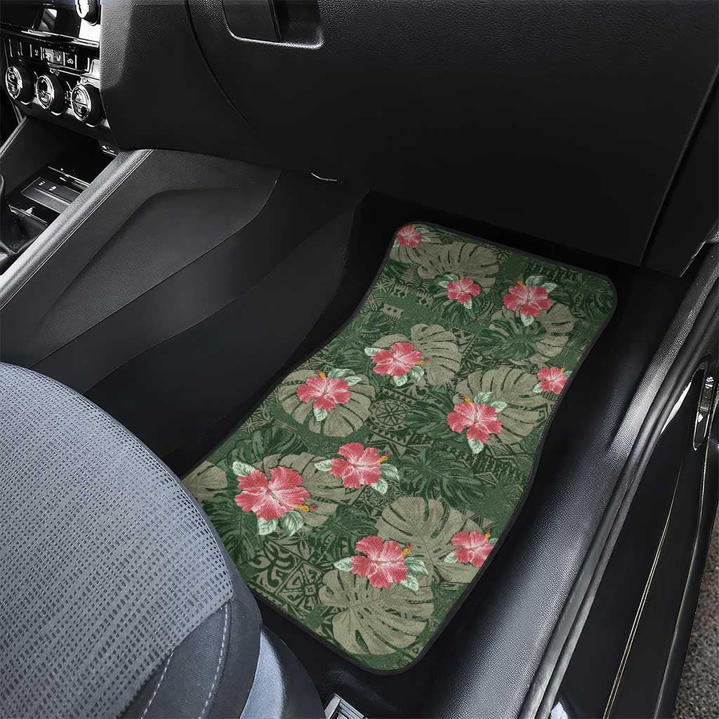 Hawaii Car Mats Green Polynesian Monstera Patterns DT05 - Polynesian Pride