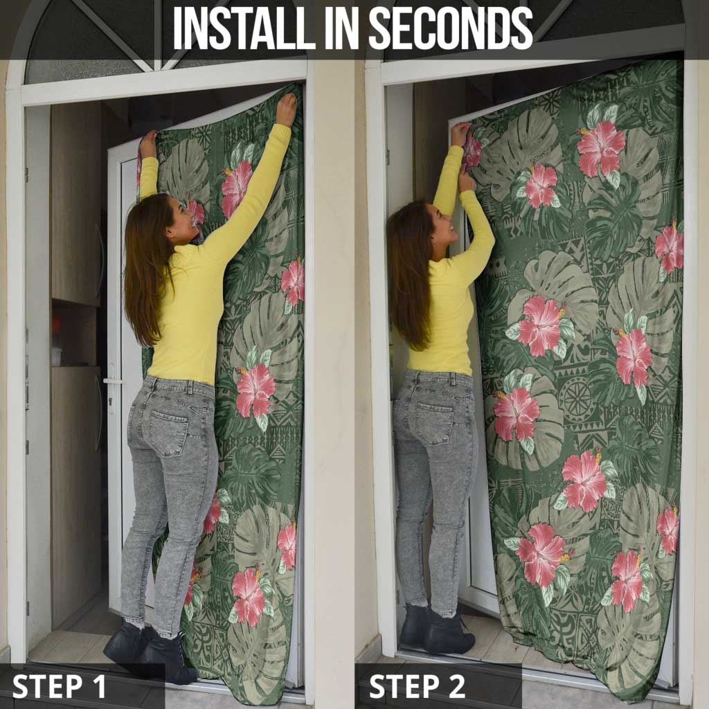 Hawaii Door Cover Green Polynesian Monstera Patterns DT05 - Polynesian Pride