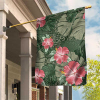 Hawaii Garden Flag Green Polynesian Monstera Patterns DT05 House Flag Green - Polynesian Pride