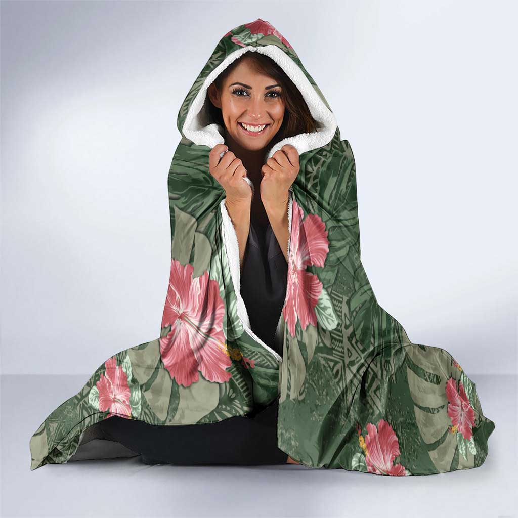 Hawaii Hooded Blanket Green Polynesian Monstera Patterns DT05 - Polynesian Pride